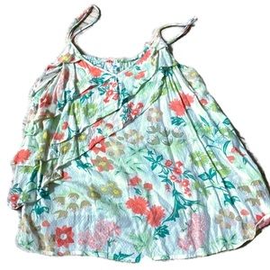 Maurices Blue White Floral Ruffle Spaghetti Strap Tank Size Medium